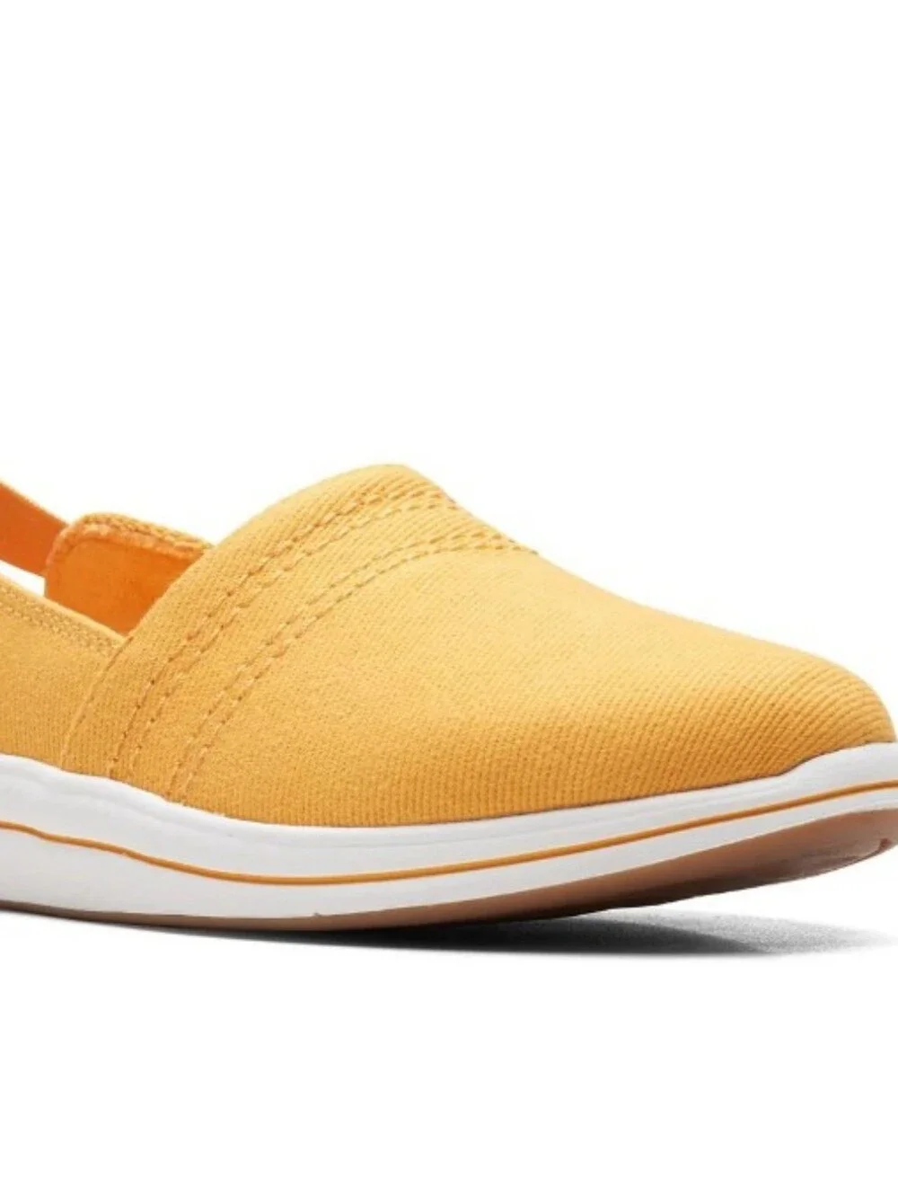 New Clarks Breeze Slip-On Canvas Loafers in Mustard Orange 9 Narrow